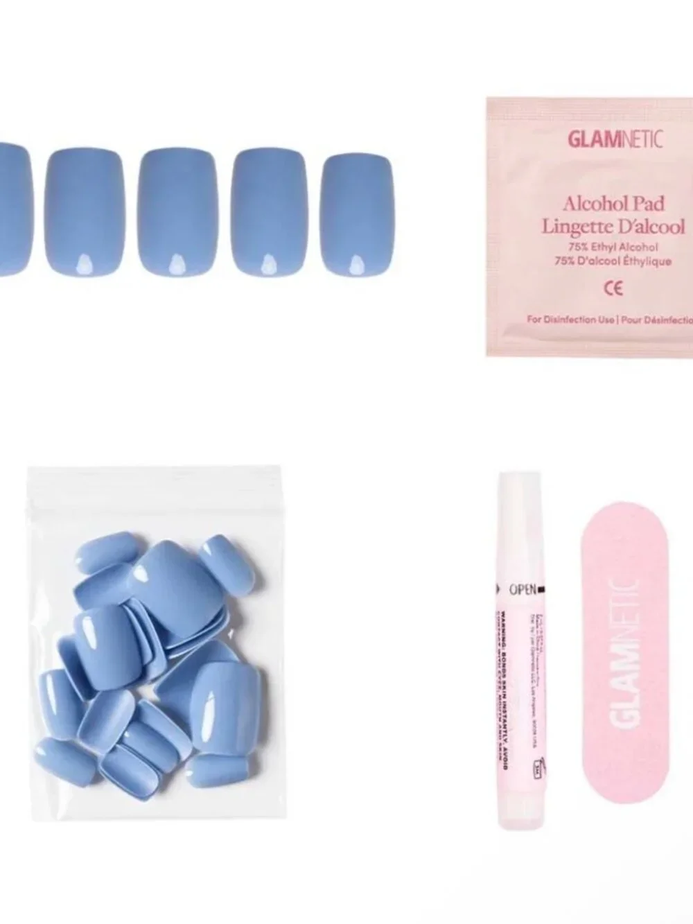Glamnetic Cashmere Blue Press On Nails NWT
